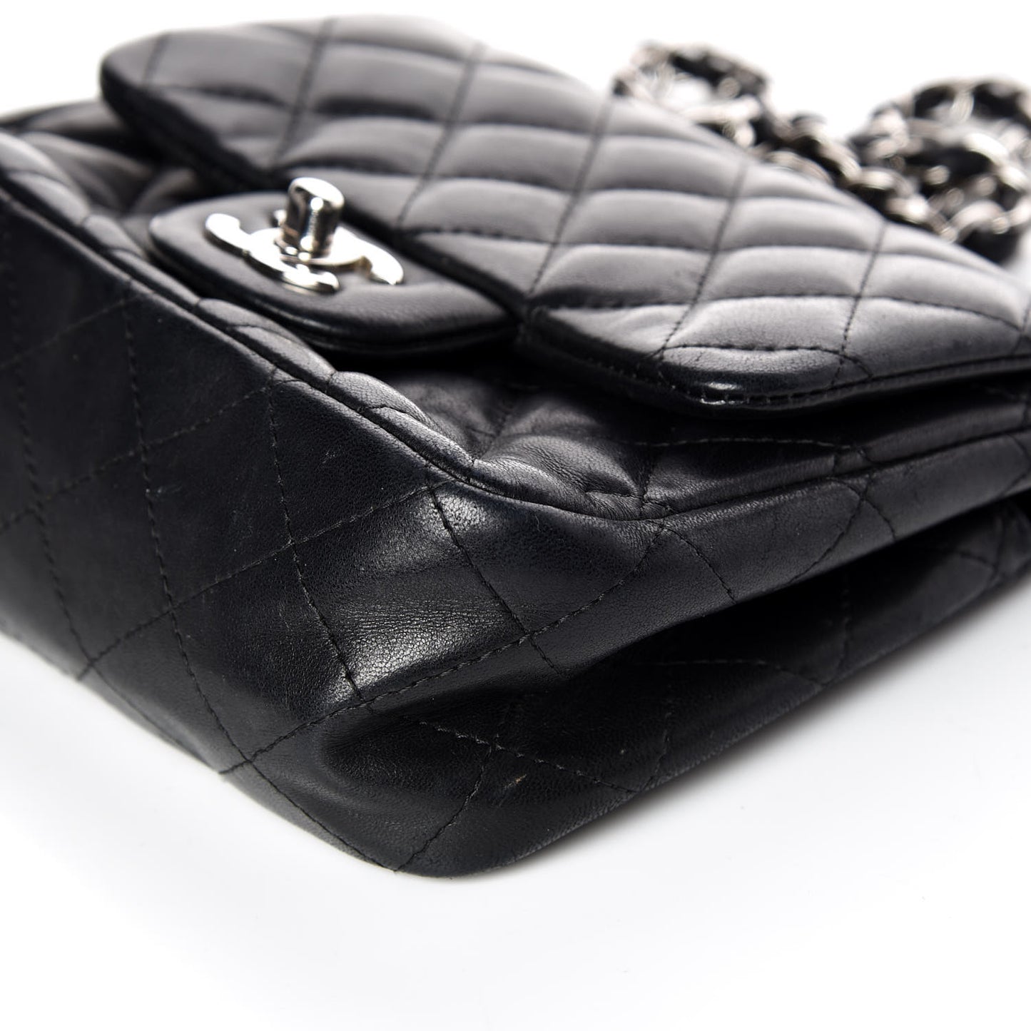 Lambskin Quilted Mini Square Flap Black