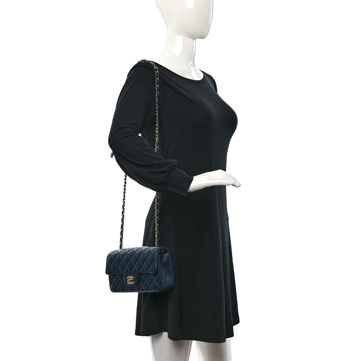 Chanel Lambskin Quilted Mini Rectangular Flap Navy 2 of 11