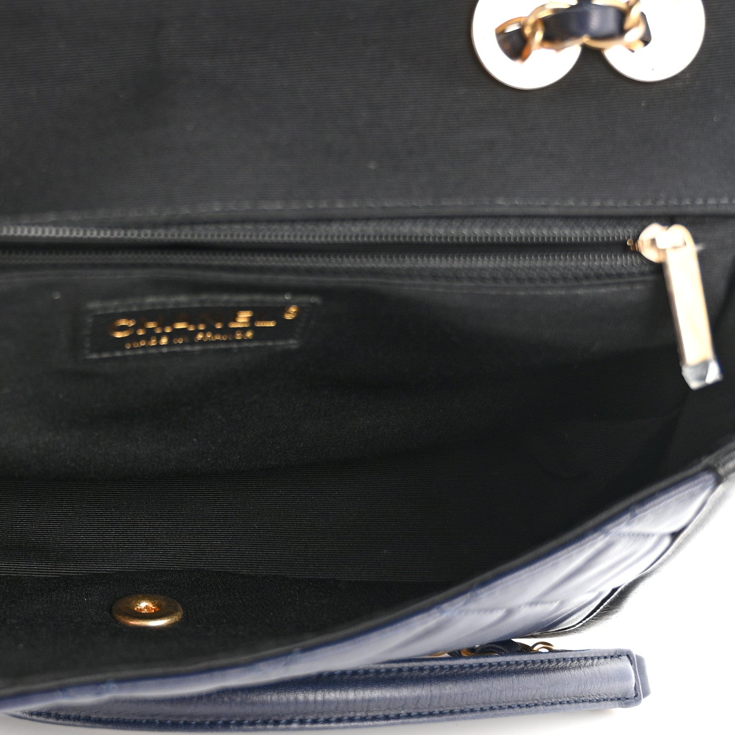 Chanel Lambskin Quilted Medium Elegant CC Flap Navy Black 5 of 11