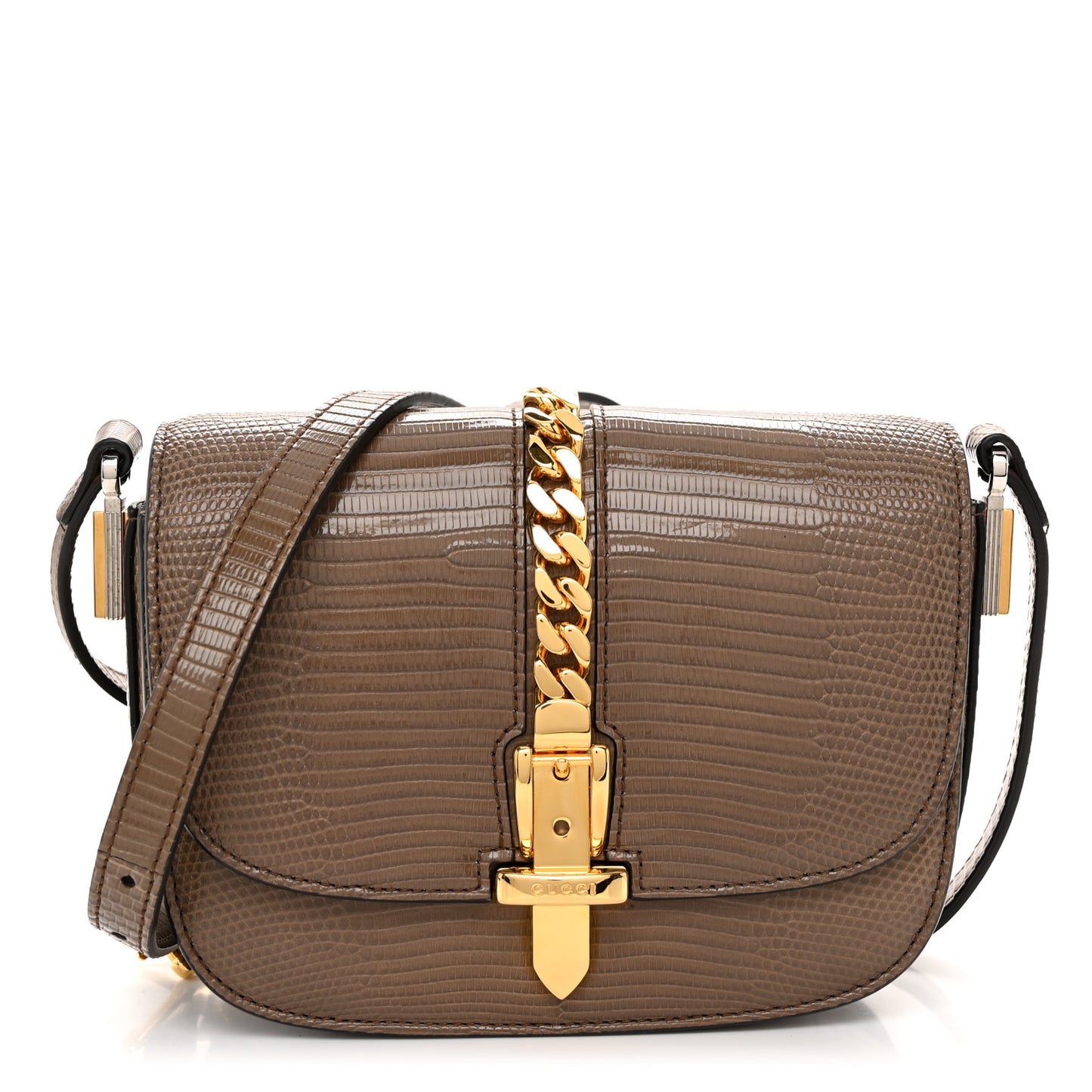 Lizard Mini Sylvie 1969 Messenger Bag Taupe