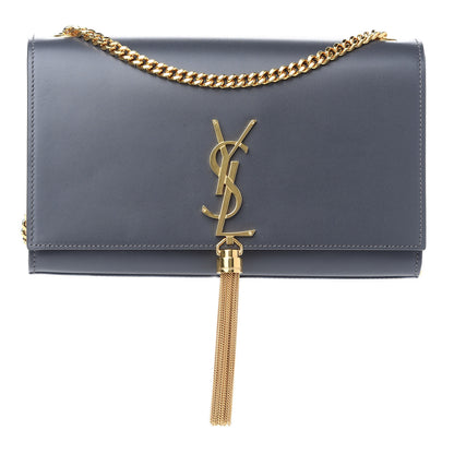 Saint Laurent SAINT LAURENT Smooth Calfskin Medium Classic Monogram Kate Tassel Satchel Grey 1 of 8