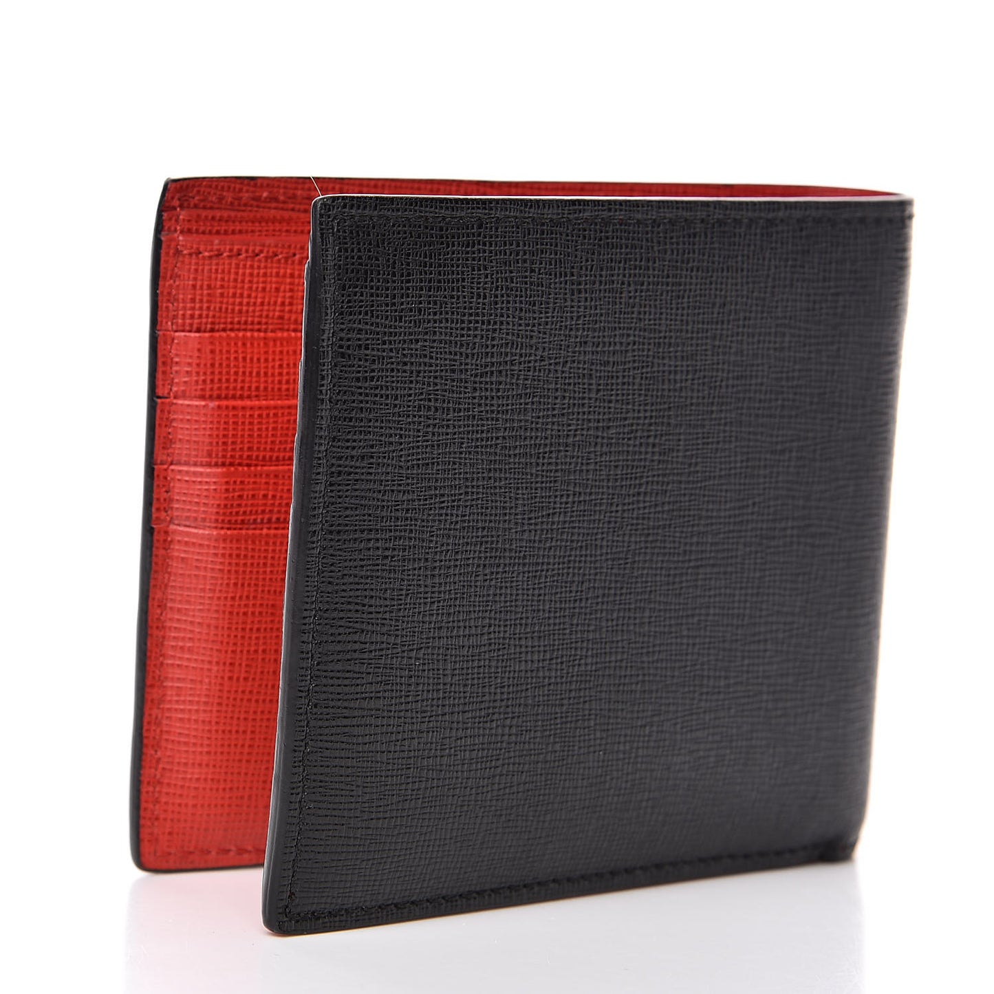 Vitello Elite Monster Eyes Inlay Bi-Fold Wallet Black Giallo Rosso