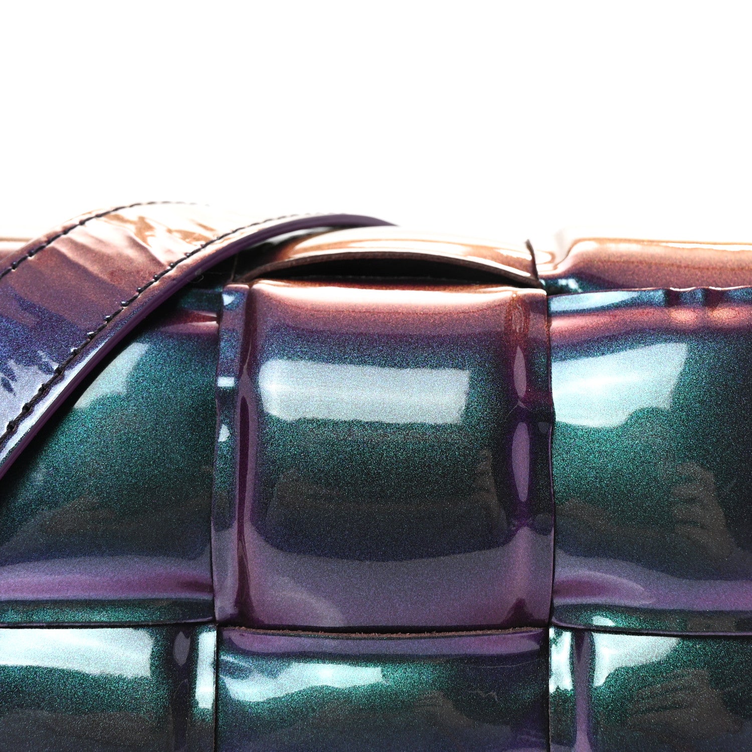 Bottega Veneta Glossy Nail Polish Nappa Maxi Intreccio Padded Cassette Crossbody Bag Holographic 7 of 9