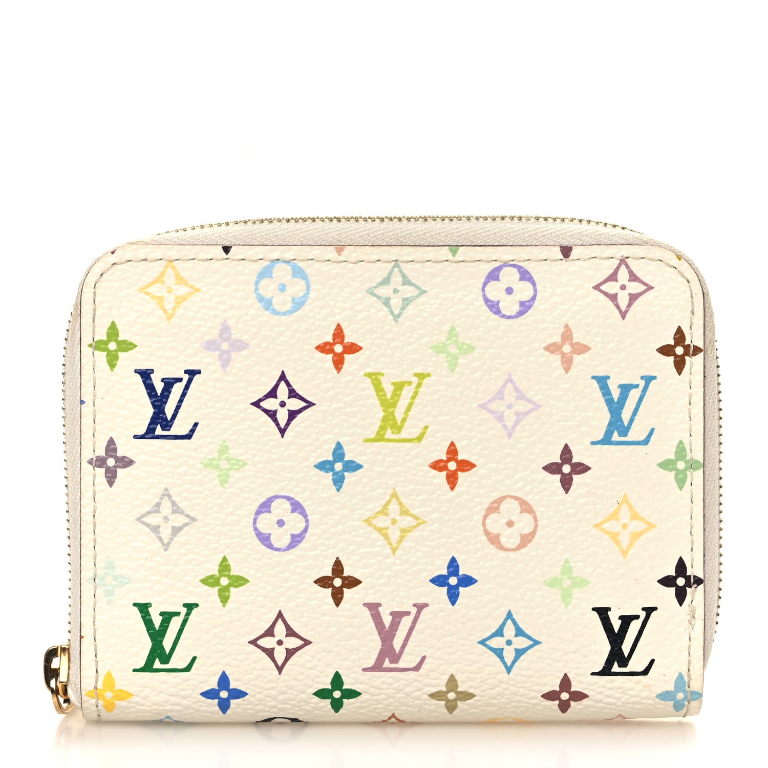 Louis Vuitton Monogram Multicolor Zippy Coin Purse Wallet White Litchi 1 of 6