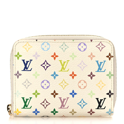 Louis Vuitton Monogram Multicolor Zippy Coin Purse Wallet White Litchi 1 of 6