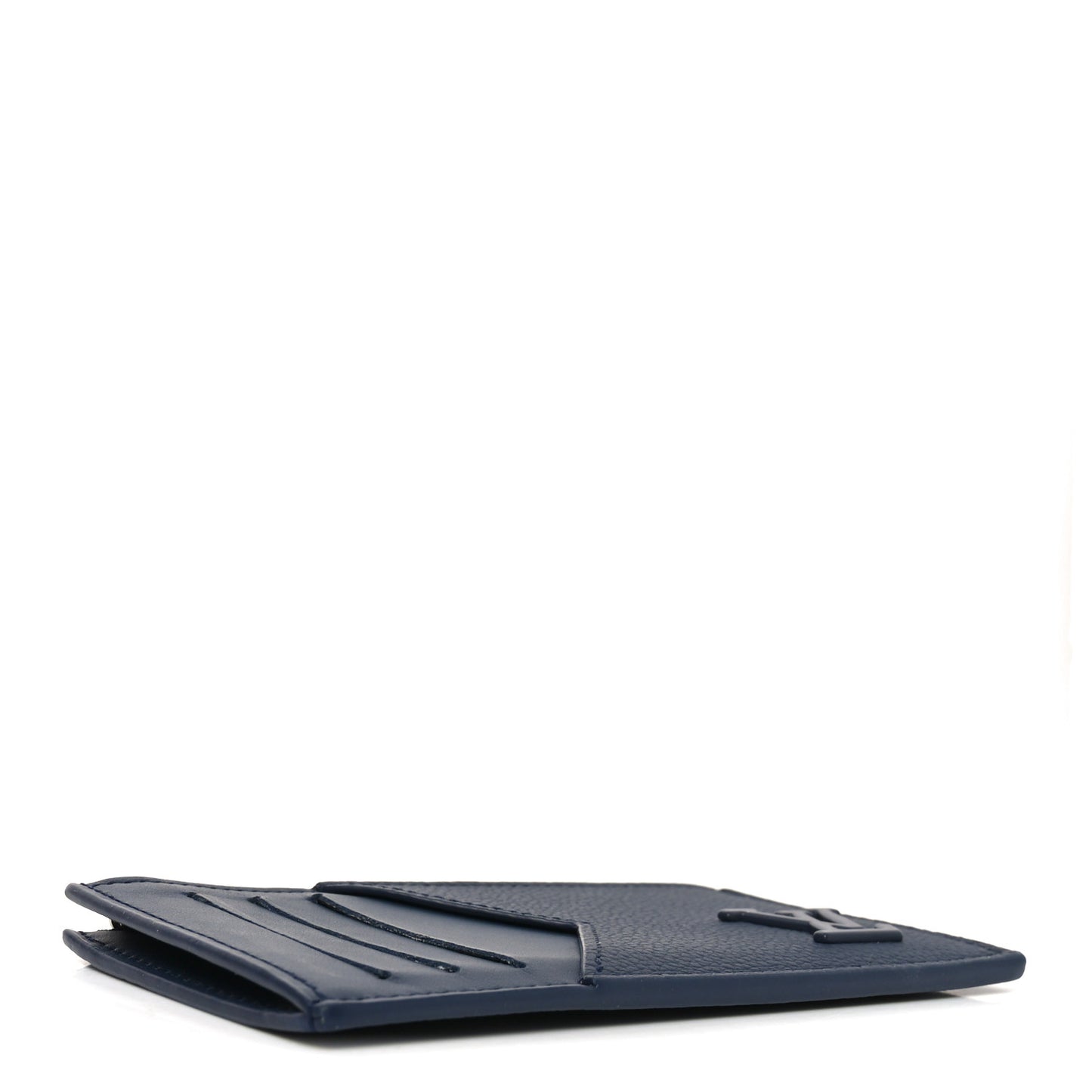 Calfskin Aerogram Coin Card Holder Navy Blue