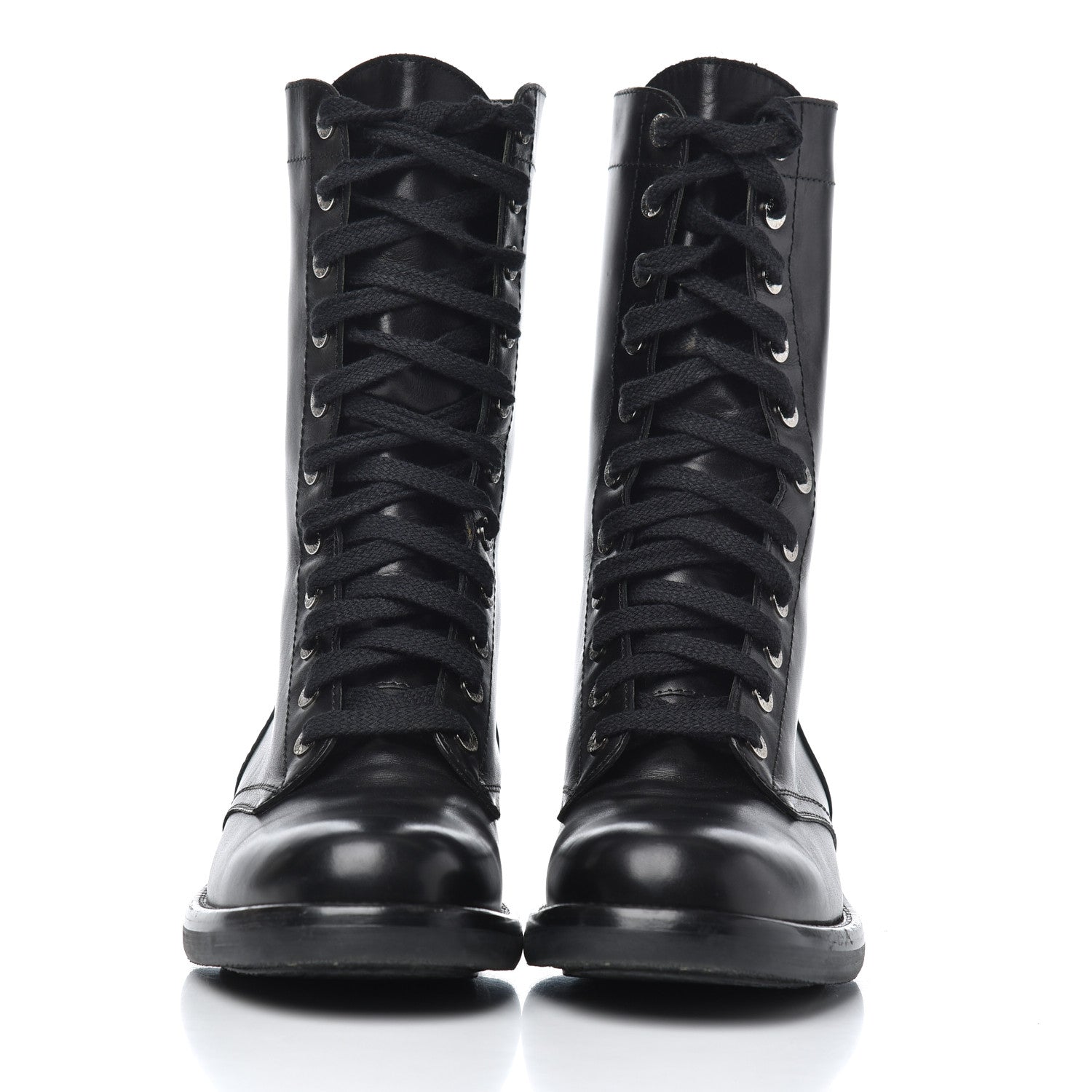 Chanel Lambskin Combat Boots 39 Black 2 of 18