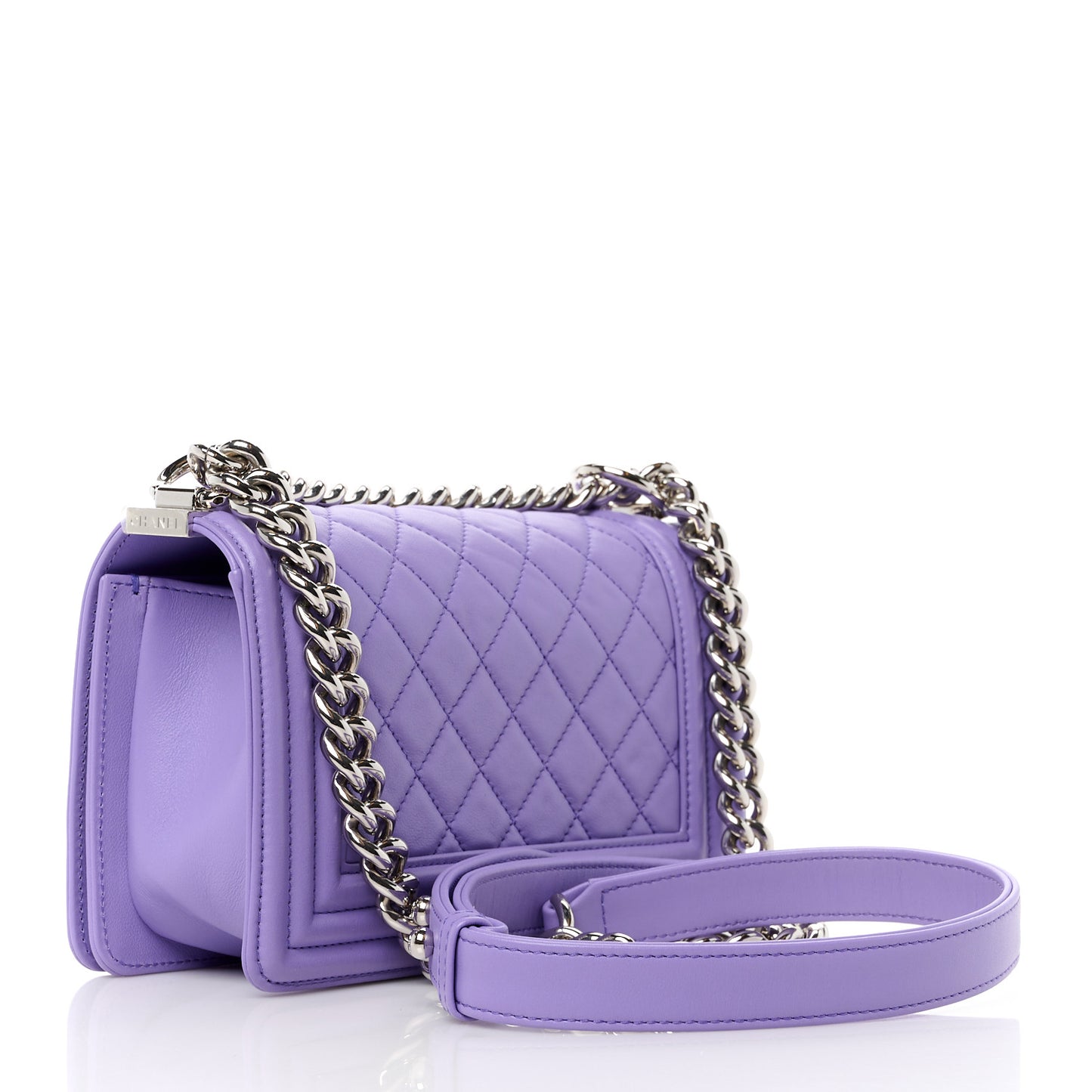 Lambskin Quilted Small Boy Flap Purple