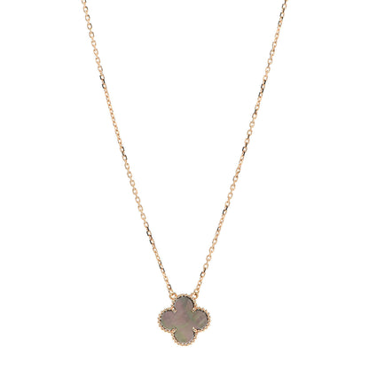 Van Cleef & Arpels 18K Rose Gold Gray Mother of Pearl Vintage Alhambra Pendant Necklace 1 of 7