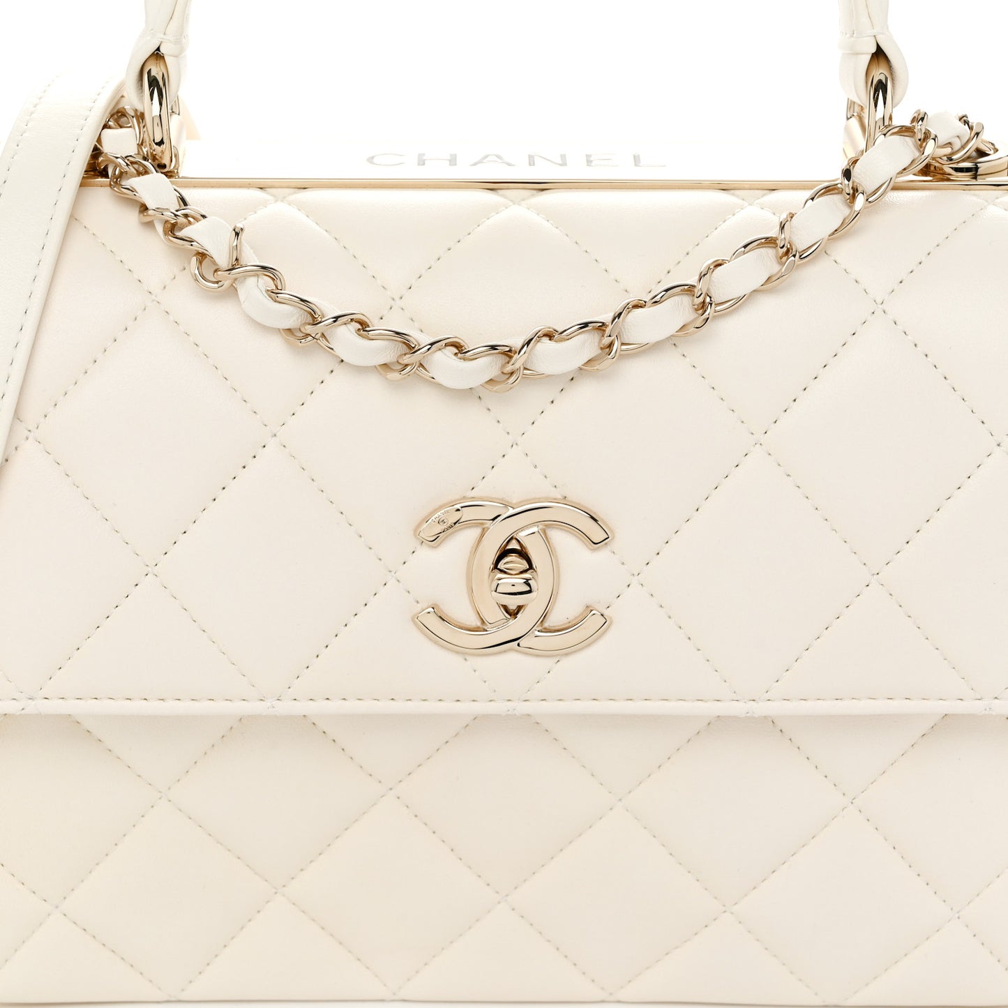 Lambskin Quilted Small Trendy CC Dual Handle Flap Bag White