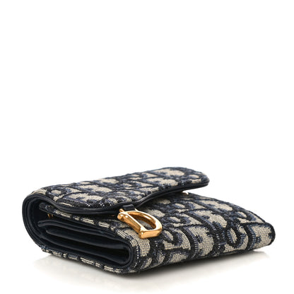 Christian Dior Oblique Saddle Lotus Wallet Blue 4 of 10