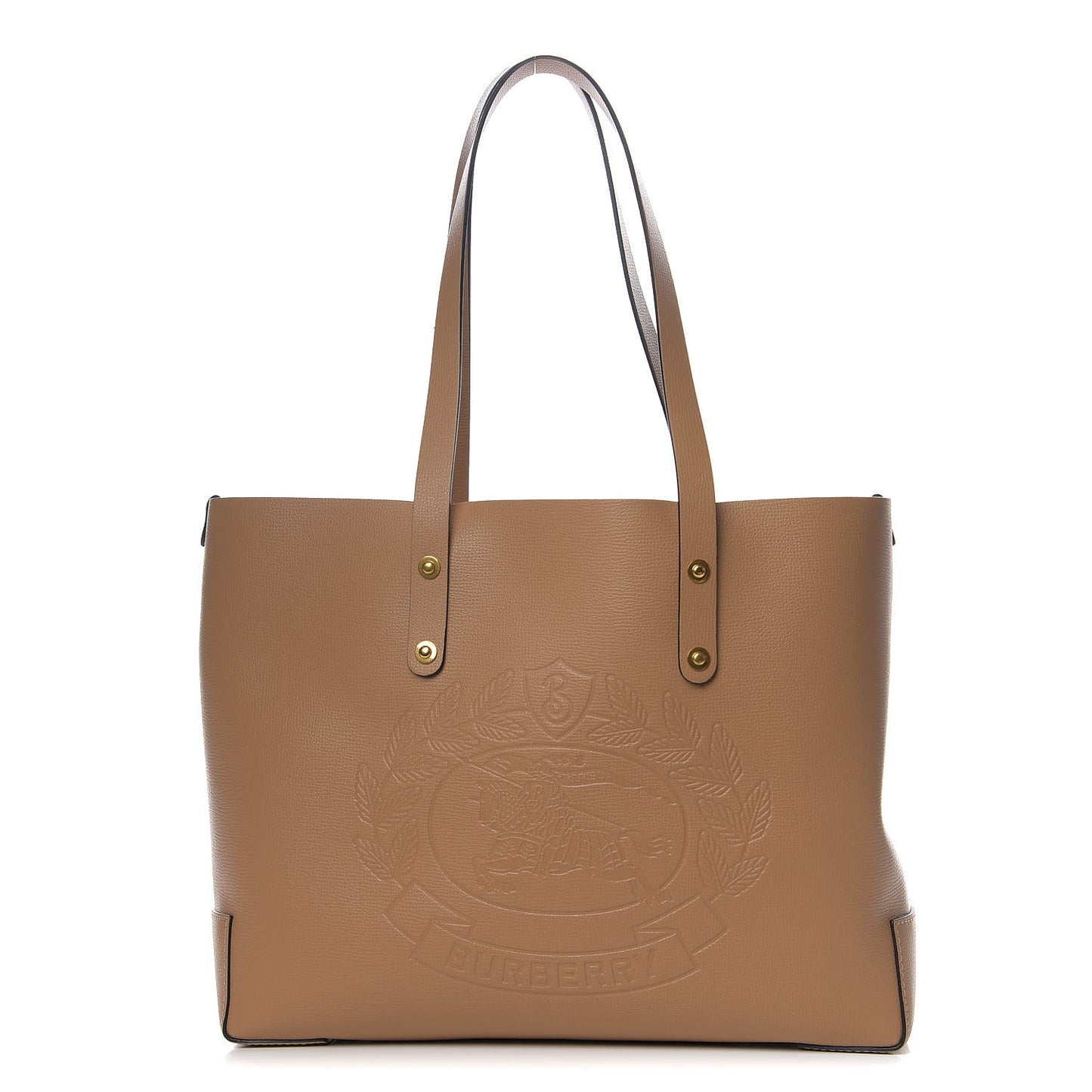 Calfskin Crest Embossed Medium Tote Camel