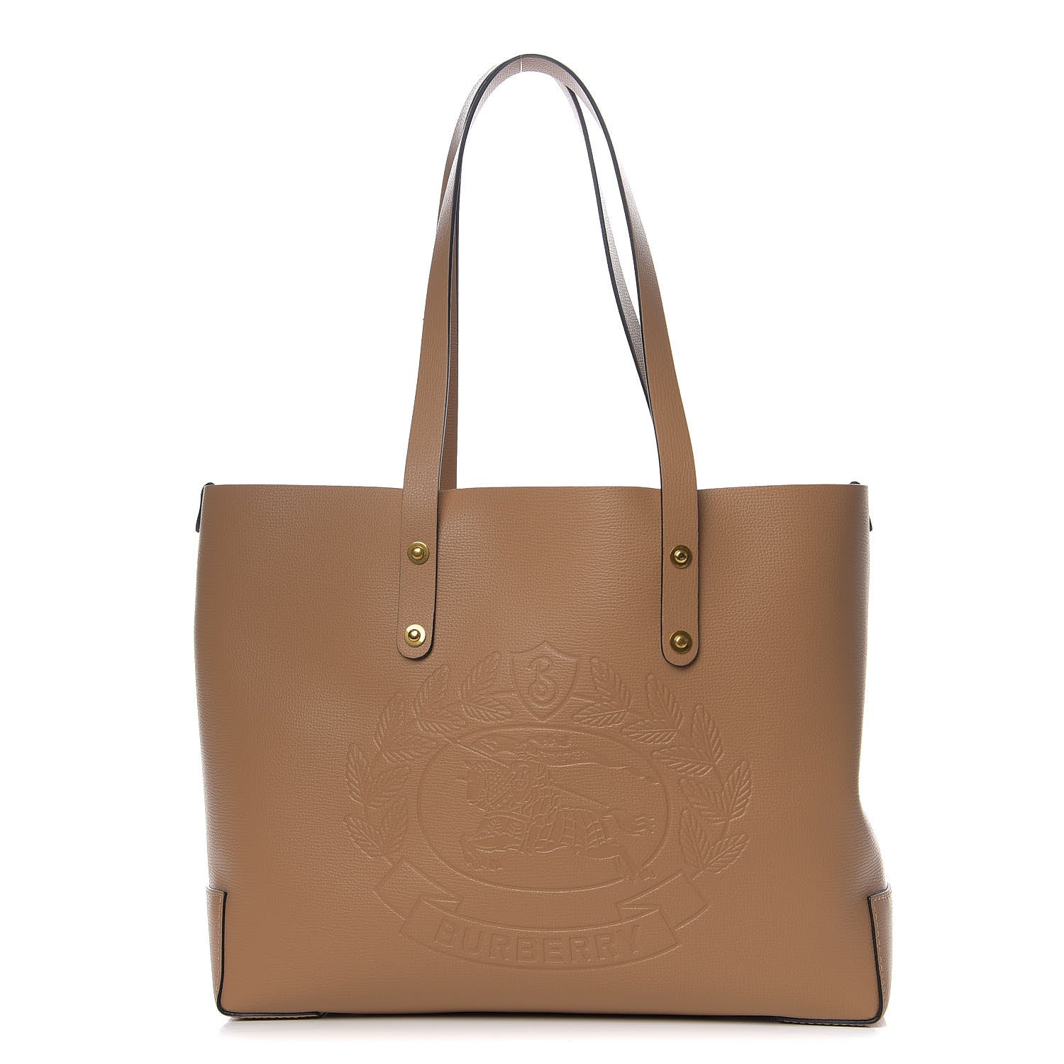 Burberry Calfskin Crest Embossed Medium Tote Camel 1 of 8