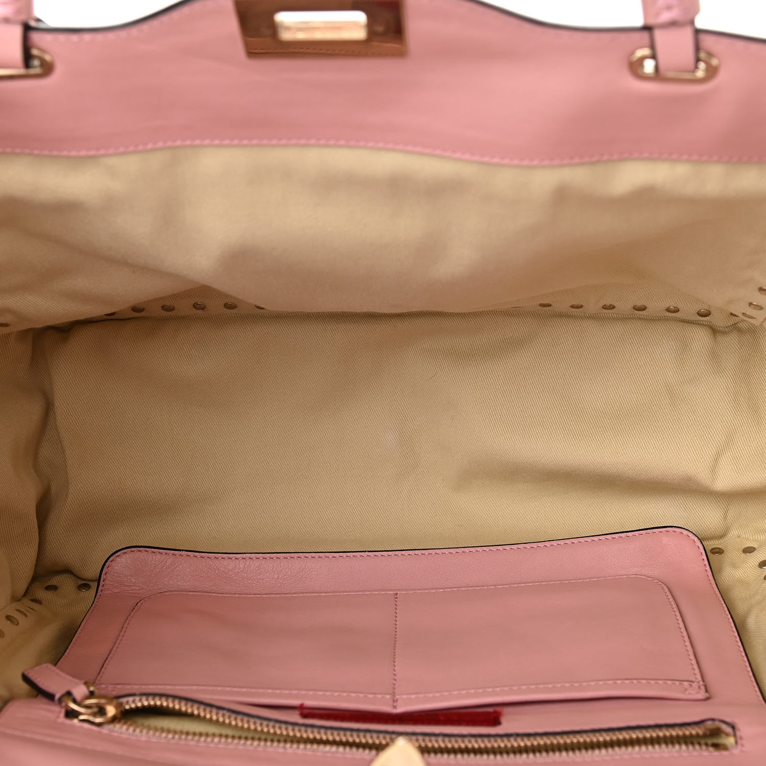 Valentino Garavani Vitello Medium Rockstud Tote Pop Gardenia 5 of 9