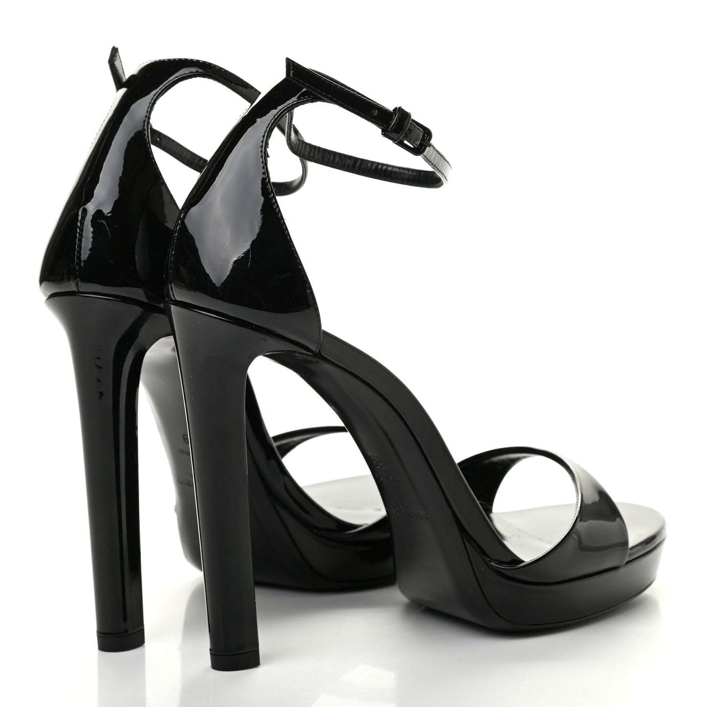 Patent Calfskin Hall 105 Ankle Strap Platform Sandals 39 Black