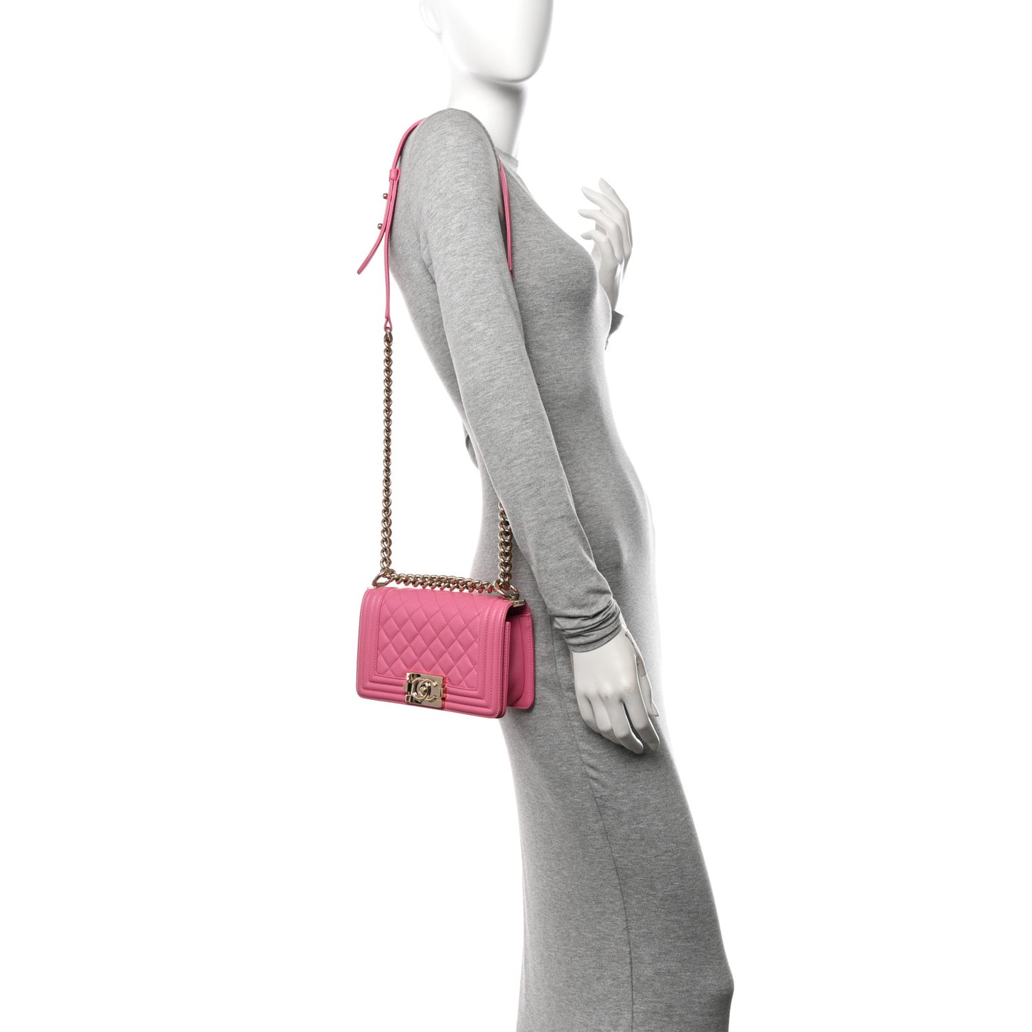 Calfskin Quilted Small Boy Flap Pink
