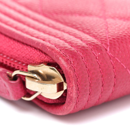 Chanel Caviar Quilted Boy Zip Around Coin Purse Wallet Fuchsia 8 of 11