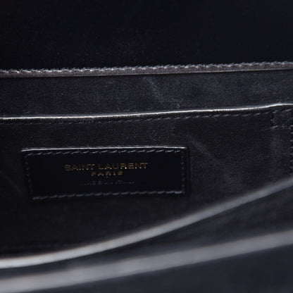 Saint Laurent Suede Leopard Print Mini Classic Monogram Cassandra Top Handle Manto Naturale Black 5 of 8