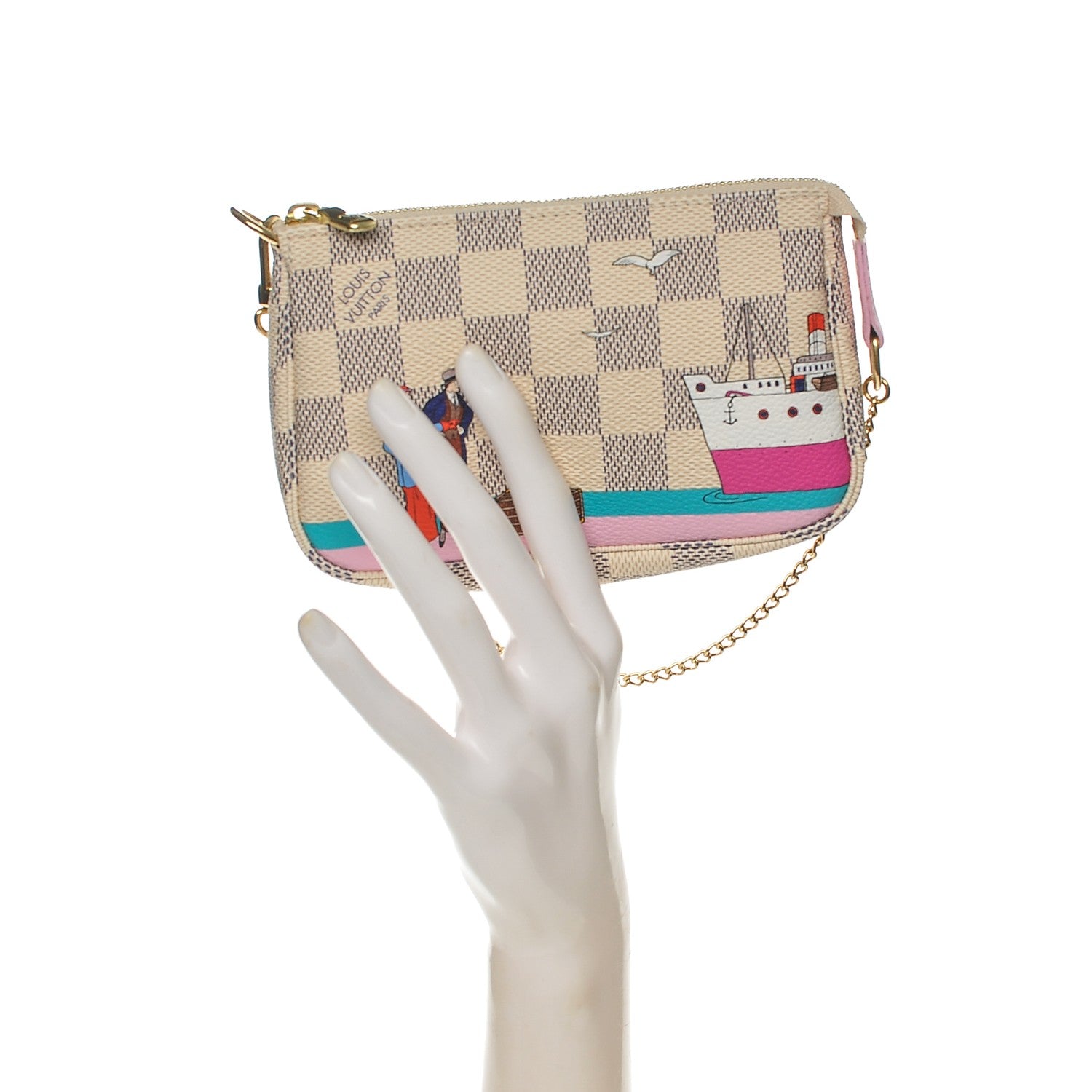 Louis Vuitton Damier Azur 2016 Christmas Animation Mini Pochette Accessories 2 of 7