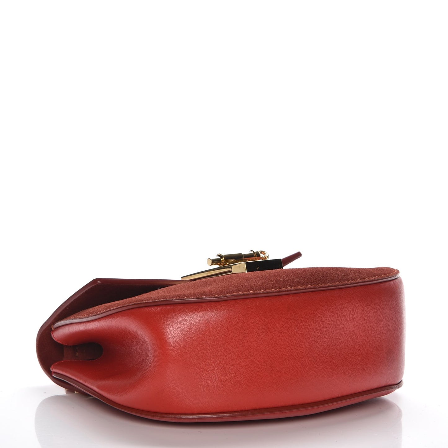 Lambskin Suede Calfskin Mini Drew Shoulder Bag Paprika Red