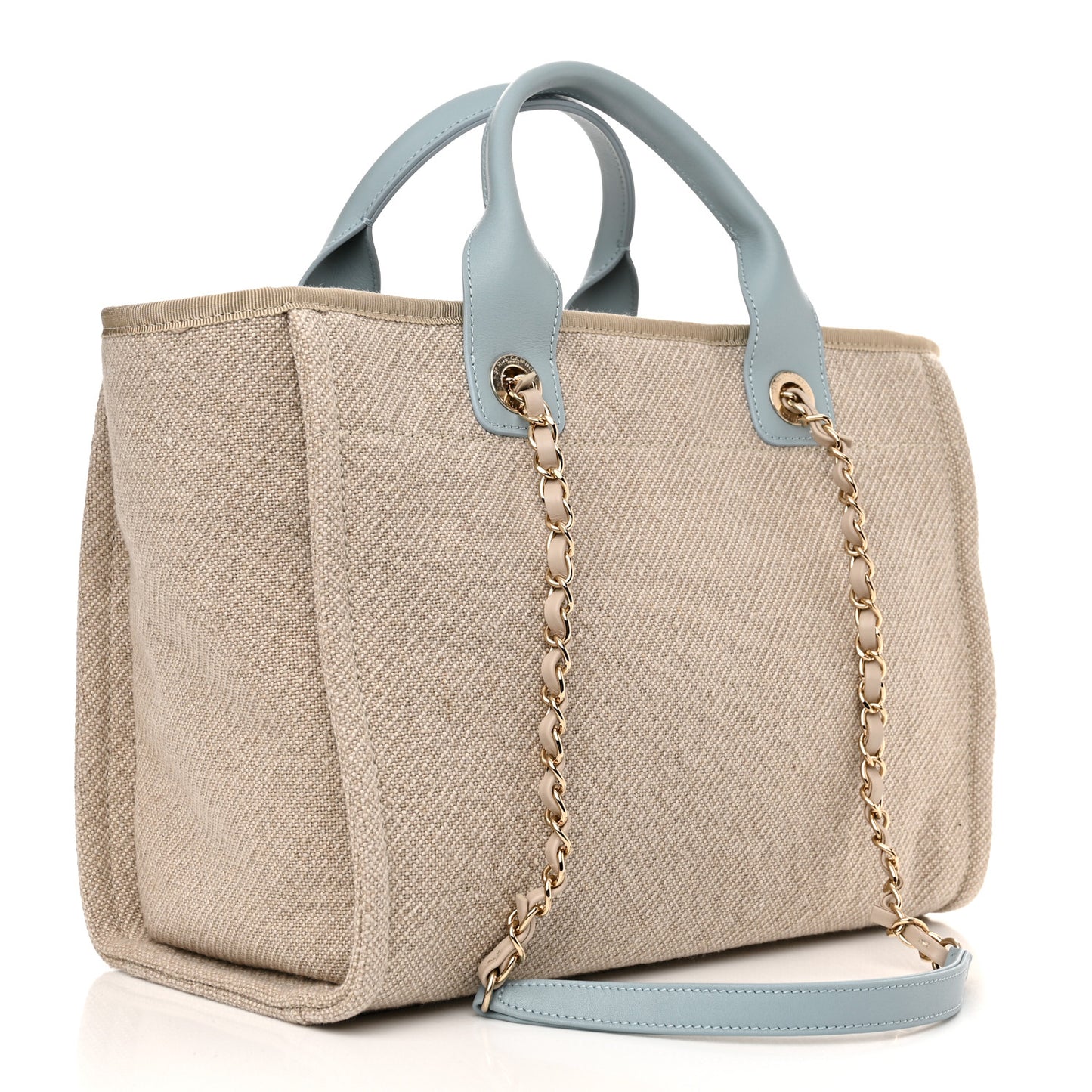Mixed Fibers Small Deauville Tote Blue Beige