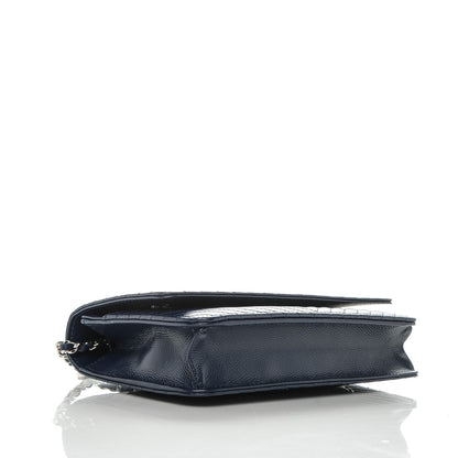 Chanel Caviar Chevron Wallet On Chain WOC Navy 4 of 8
