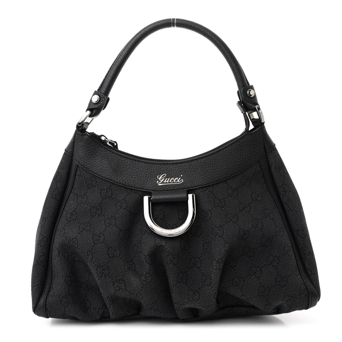 Monogram Medium D Gold Ring Hobo Black