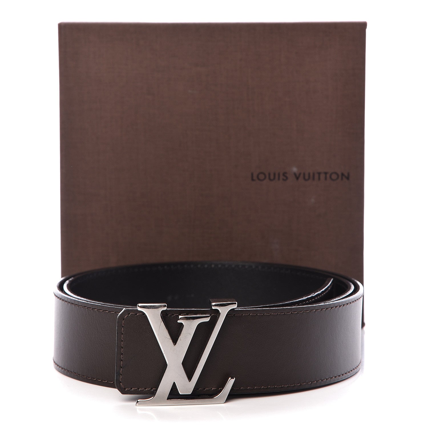 Louis Vuitton Calfskin 40mm LV Initiales Reversible Belt 95 38 Dark Brown Black 8 of 8