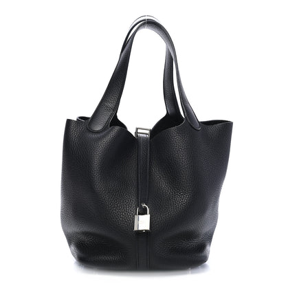 Hermes Taurillon Clemence Picotin Lock 22 MM Black 1 of 9