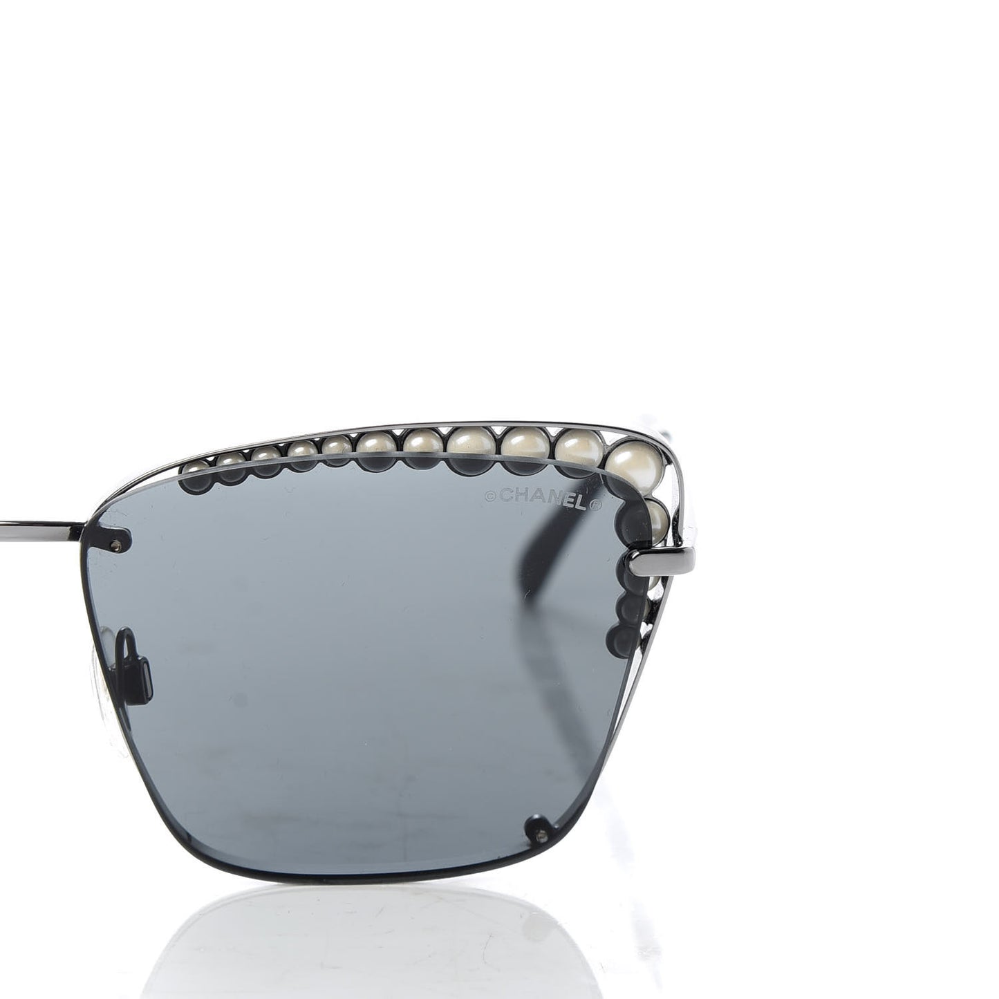 Metal Square Frame Pearl Sunglasses 4235-H Dark Grey