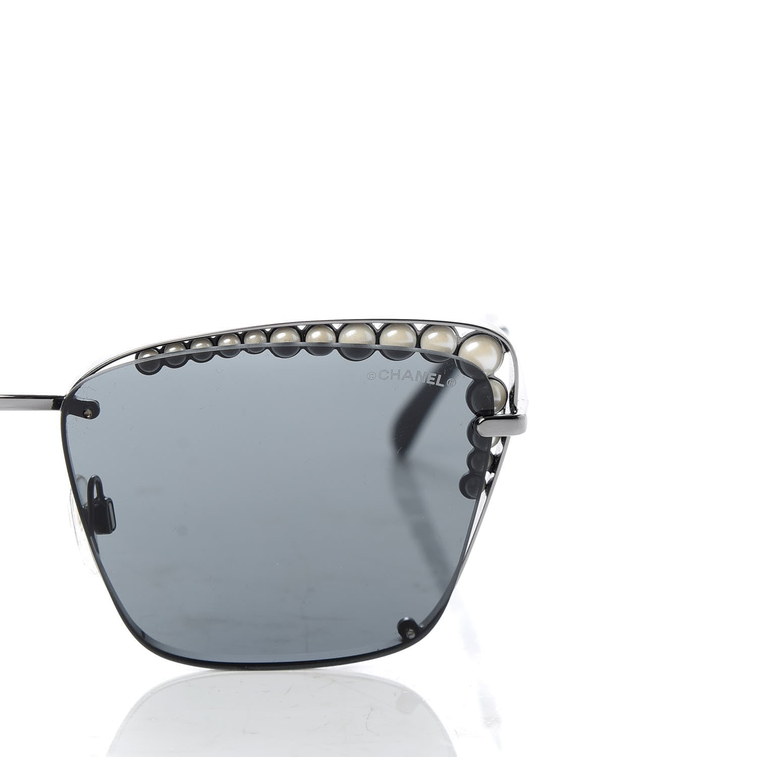 Chanel Metal Square Frame Pearl Sunglasses 4235-H Dark Grey 7 of 8