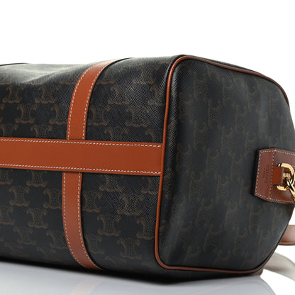 Celine Triomphe Canvas Calfskin Boston Bag Tan 10 of 10