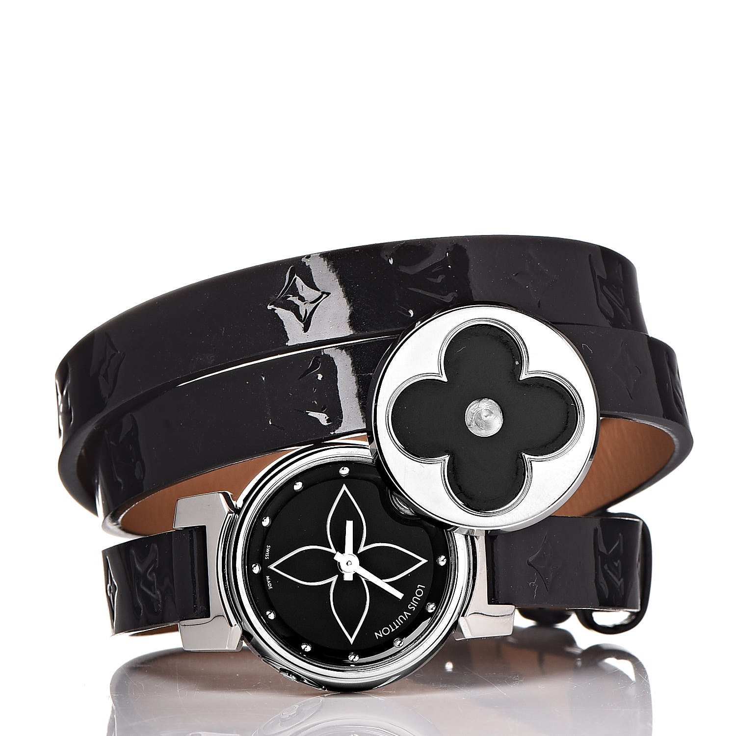 Louis Vuitton Stainless Steel Vernis 22mm Tambour Bijou Secret Quartz Watch Black 3 of 11