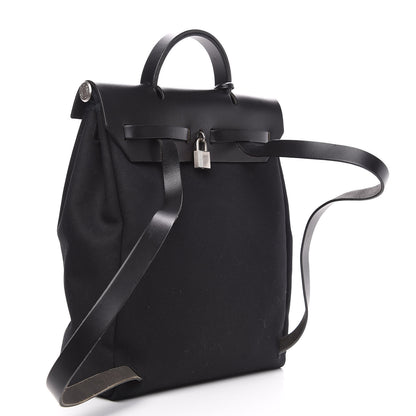 Hermes Toile Vache Calfskin Herbag 30 PM Backpack Black 3 of 11