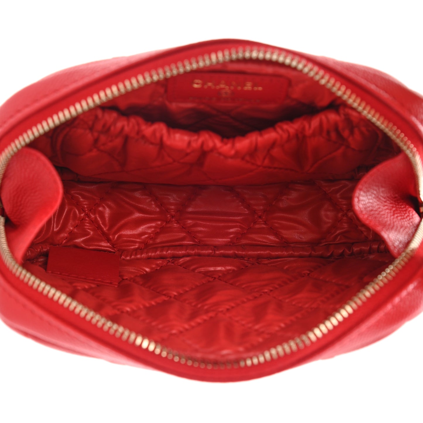 Caviar Quilted Small Curvy Pouch Cosmetic Case Red