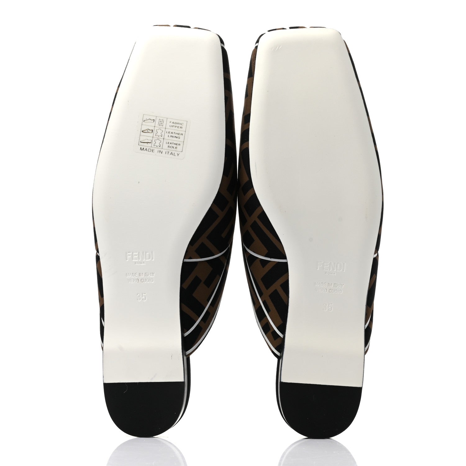 Fendi Lycra Film FF FFreedom Flat Mules 35 Tobacco Moro White 5 of 7