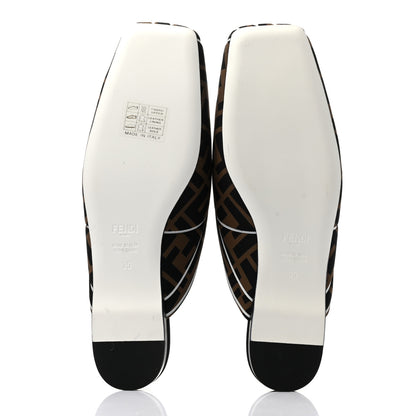 Fendi Lycra Film FF FFreedom Flat Mules 35 Tobacco Moro White 5 of 7