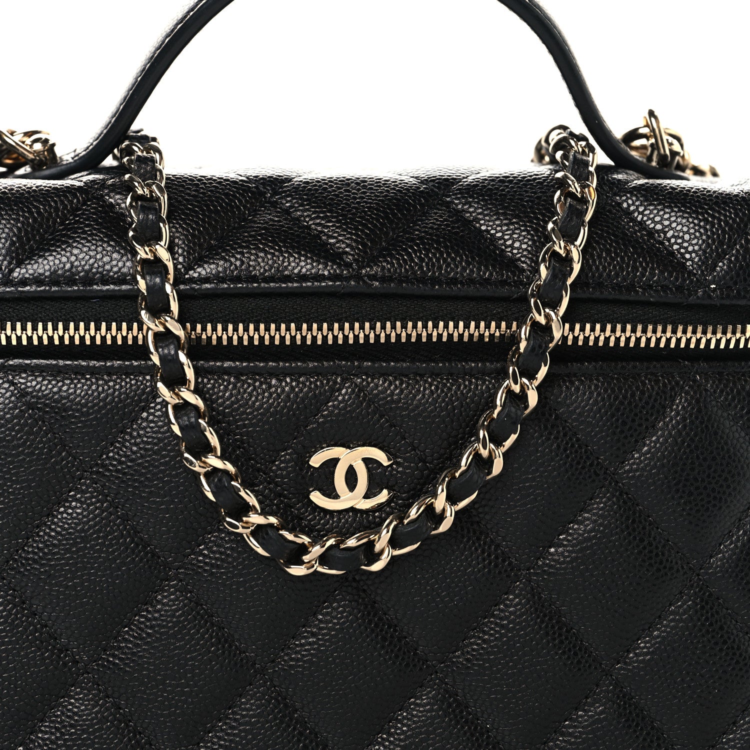 Chanel Caviar Quilted Top Handle Slim Vanity With Chain Black 8 of 11