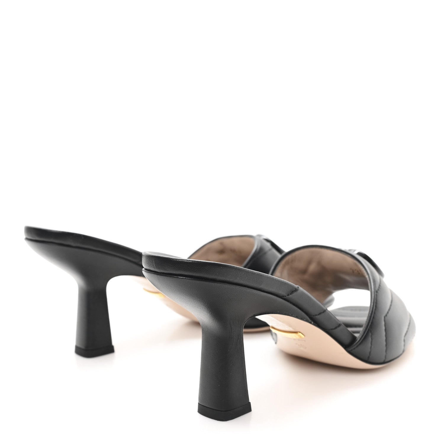 Gucci Nappa Matelasse Monochrome GG Marmont 75mm Slide Sandals 36 Black 5 of 10