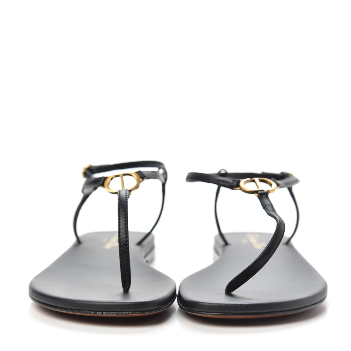 Lambskin Signature T-Strap Sandals 38 Black
