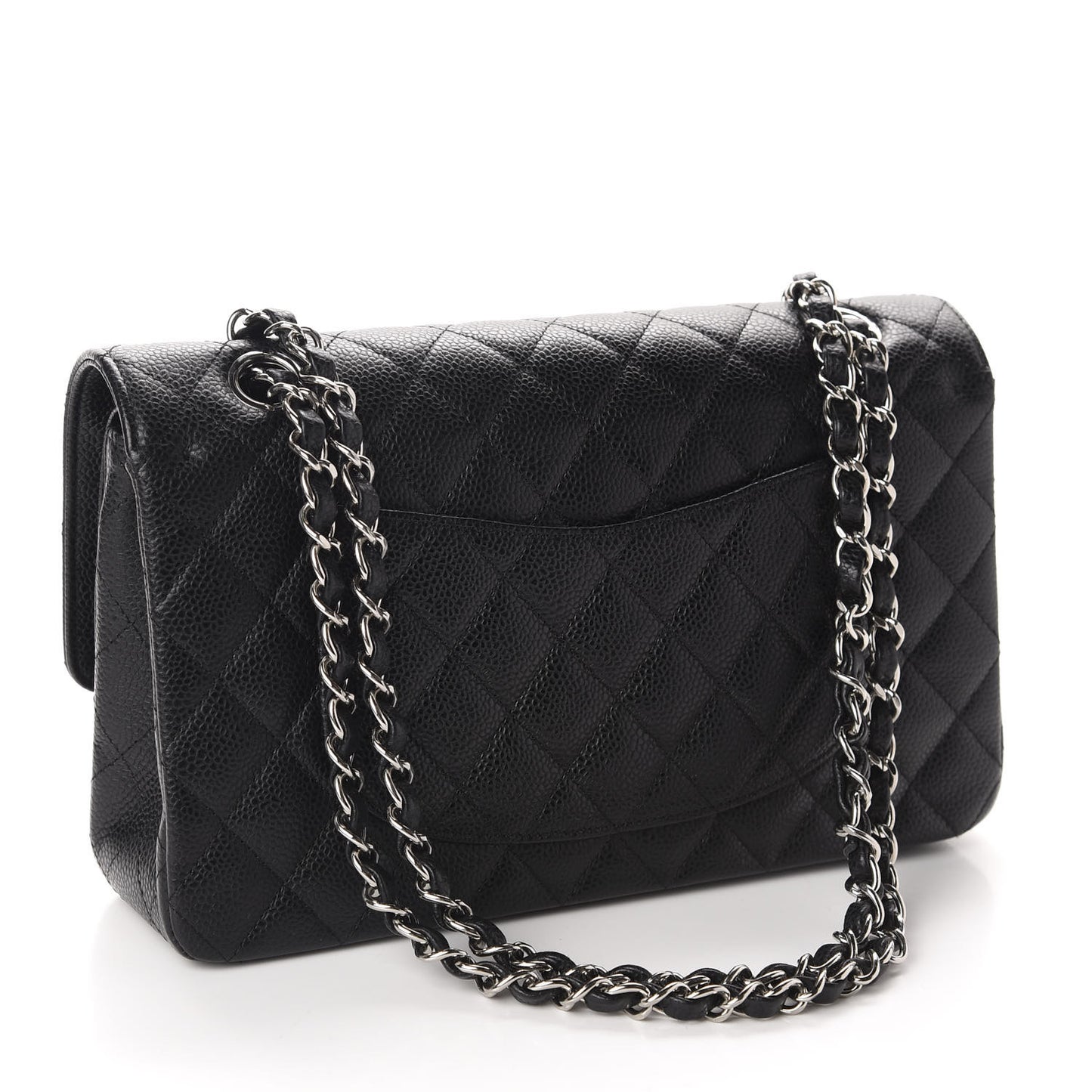 Caviar Quilted Medium Double Flap Black