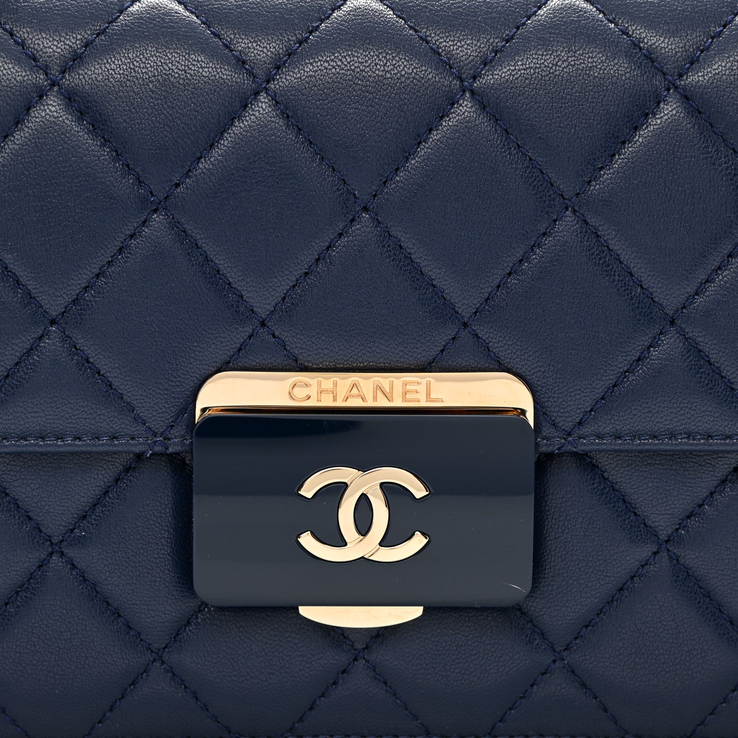 Chanel Sheepskin Quilted Small Beauty Lock Flap Navy 8 of 10