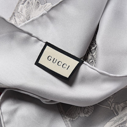 Gucci Silk Twill Wondergardenia Square Scarf Zinc Beige 2 of 3