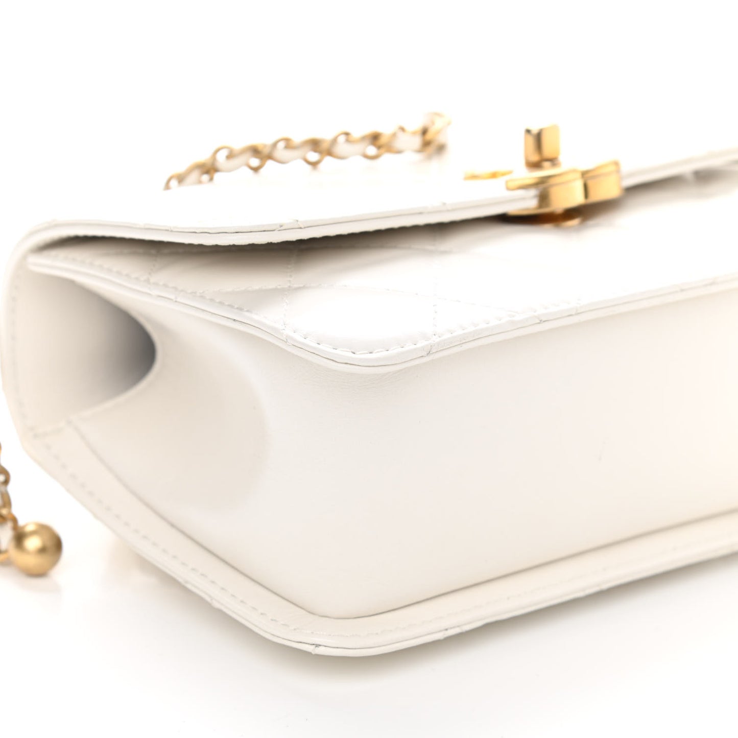 Calfskin Quilted Mini Perfect Fit Flap White