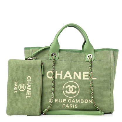 Chanel Mixed Fibers Small Deauville Tote Green 1 of 9