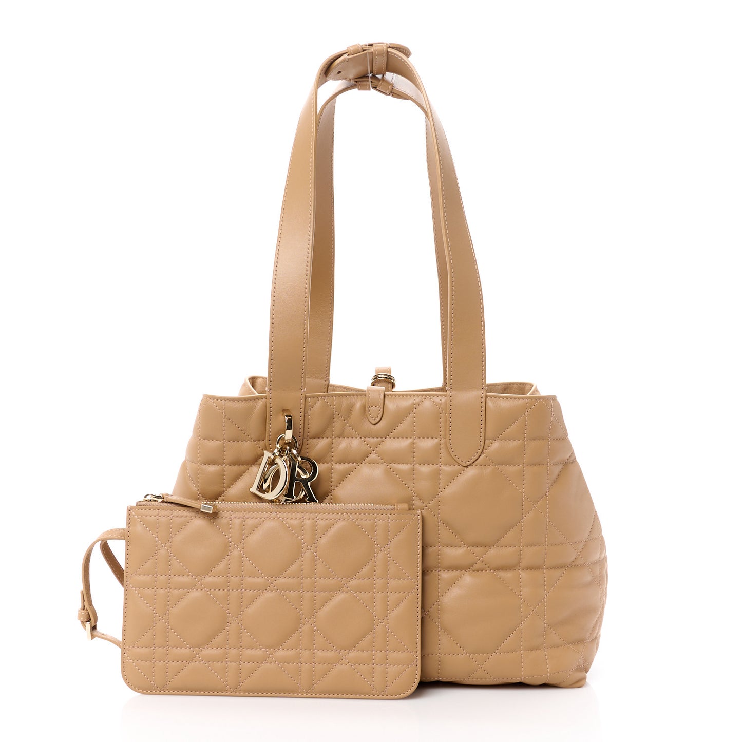 CHRISTIAN DIOR Calfskin Macrocannage Medium Toujours Tan