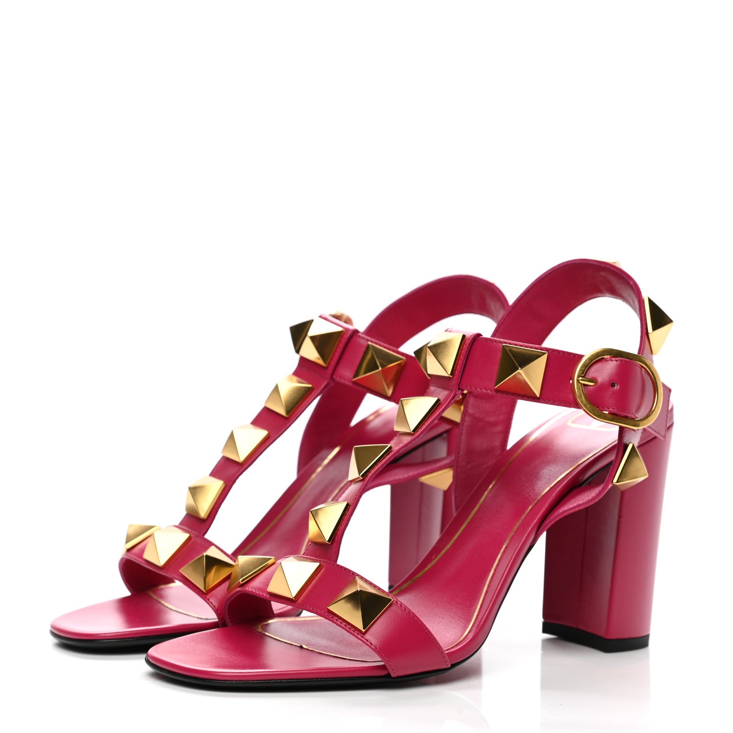Valentino Garavani Calfskin Roman Stud T-Strap 90mm Sandals 40.5 Blossom 3 of 8