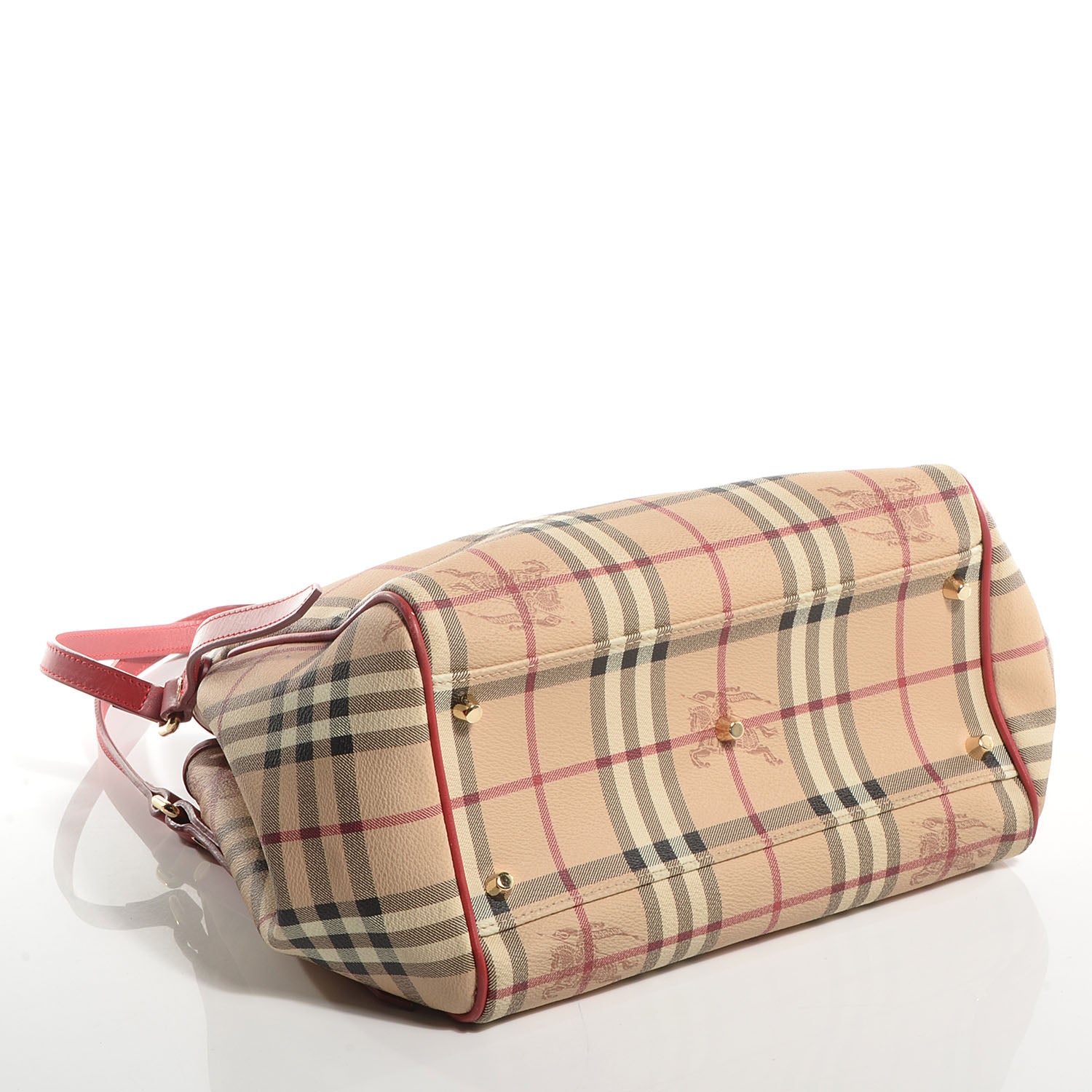Burberry Haymarket Check Small Canterbury Tote Coral Red 4 of 9