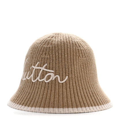 Louis Vuitton Wool LV Script Bucket Hat S Beige Cream 4 of 9