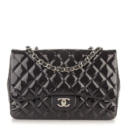 Chanel Patent Quilted Jumbo Single Flap Dark Purple 1 of 7